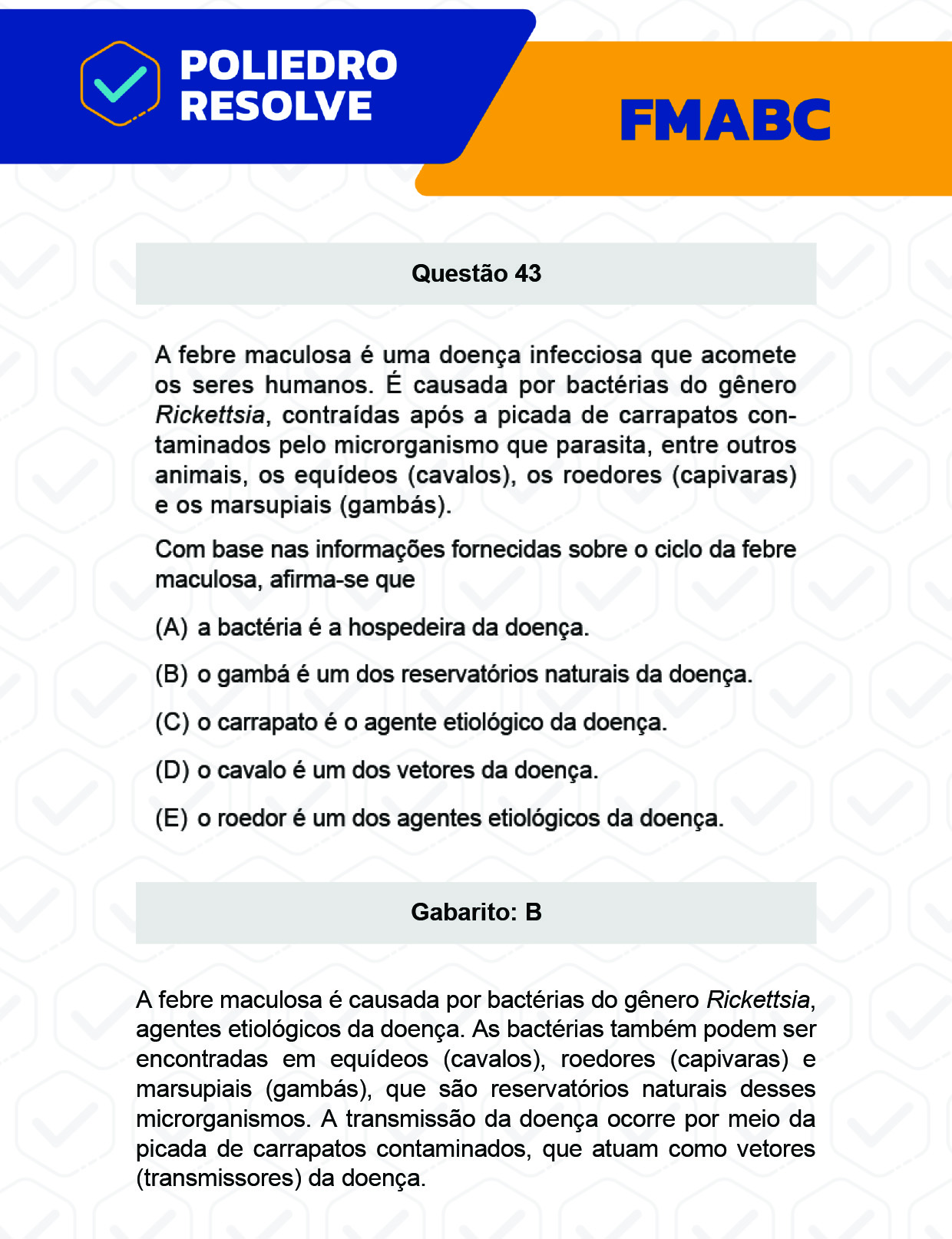 Questão 43 - Fase única - FMABC 2023