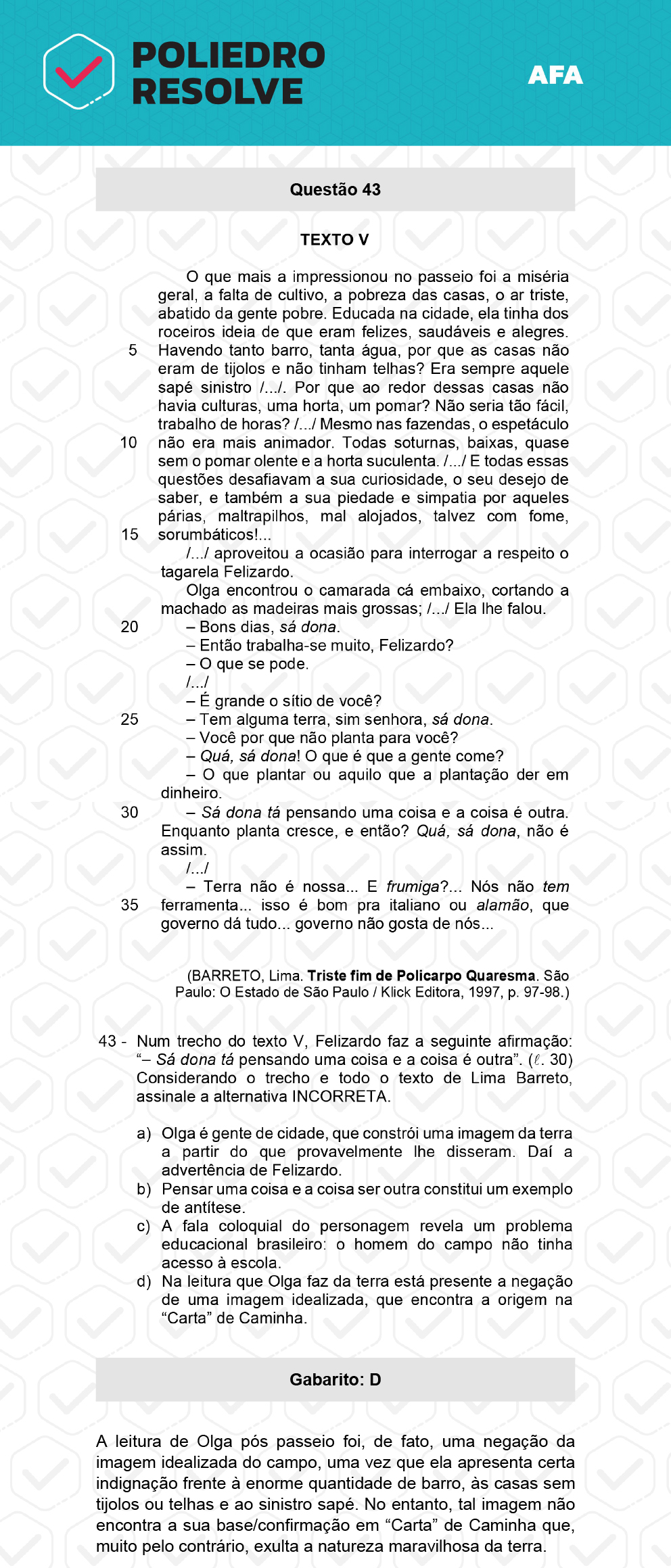 Questão 43 - Prova Modelo A - AFA 2023