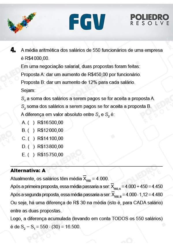 Questão 4 - Objetivas - FGV 2018