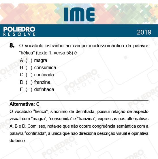 Questão 8 - 2ª Fase - Português/Inglês - IME 2019