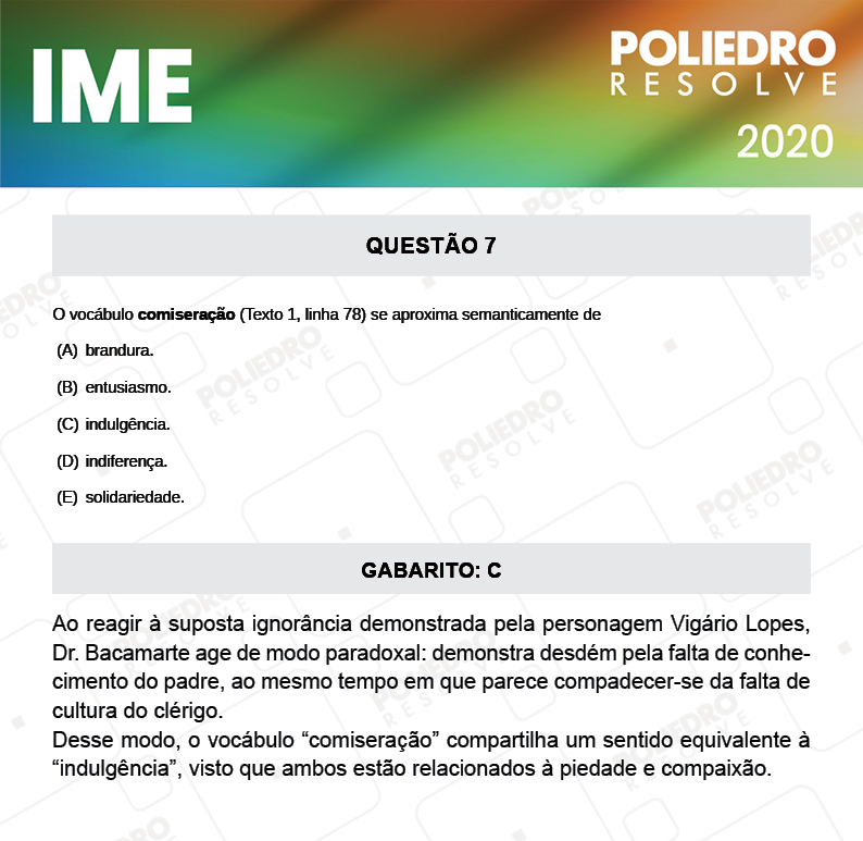 Questão 7 - 2ª Fase - Português/Inglês - IME 2020