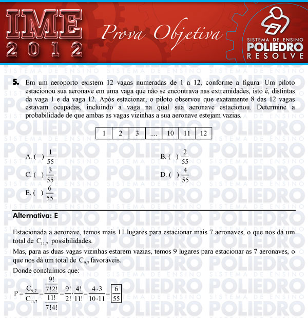 Questão 5 - Objetiva - IME 2012