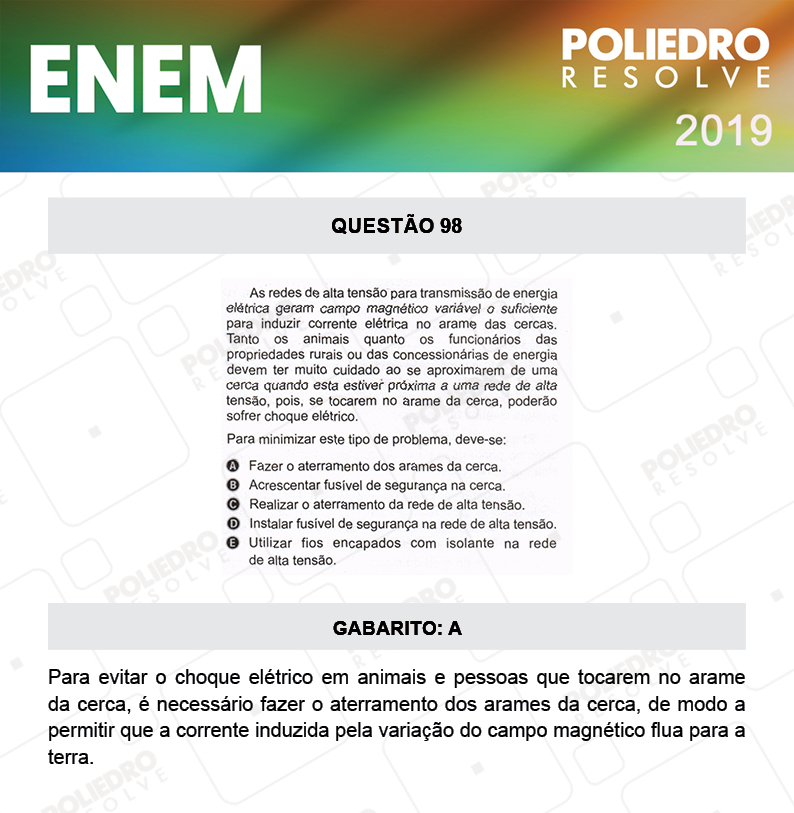 Questão 98 - 2º DIA - PROVA ROSA - ENEM 2019