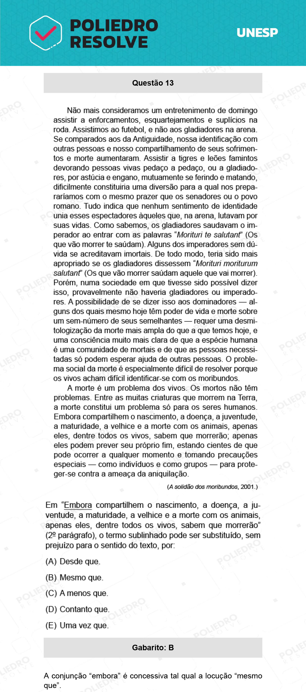 Questão 13 - 1ª Fase - Ext / Hum - UNESP 2022