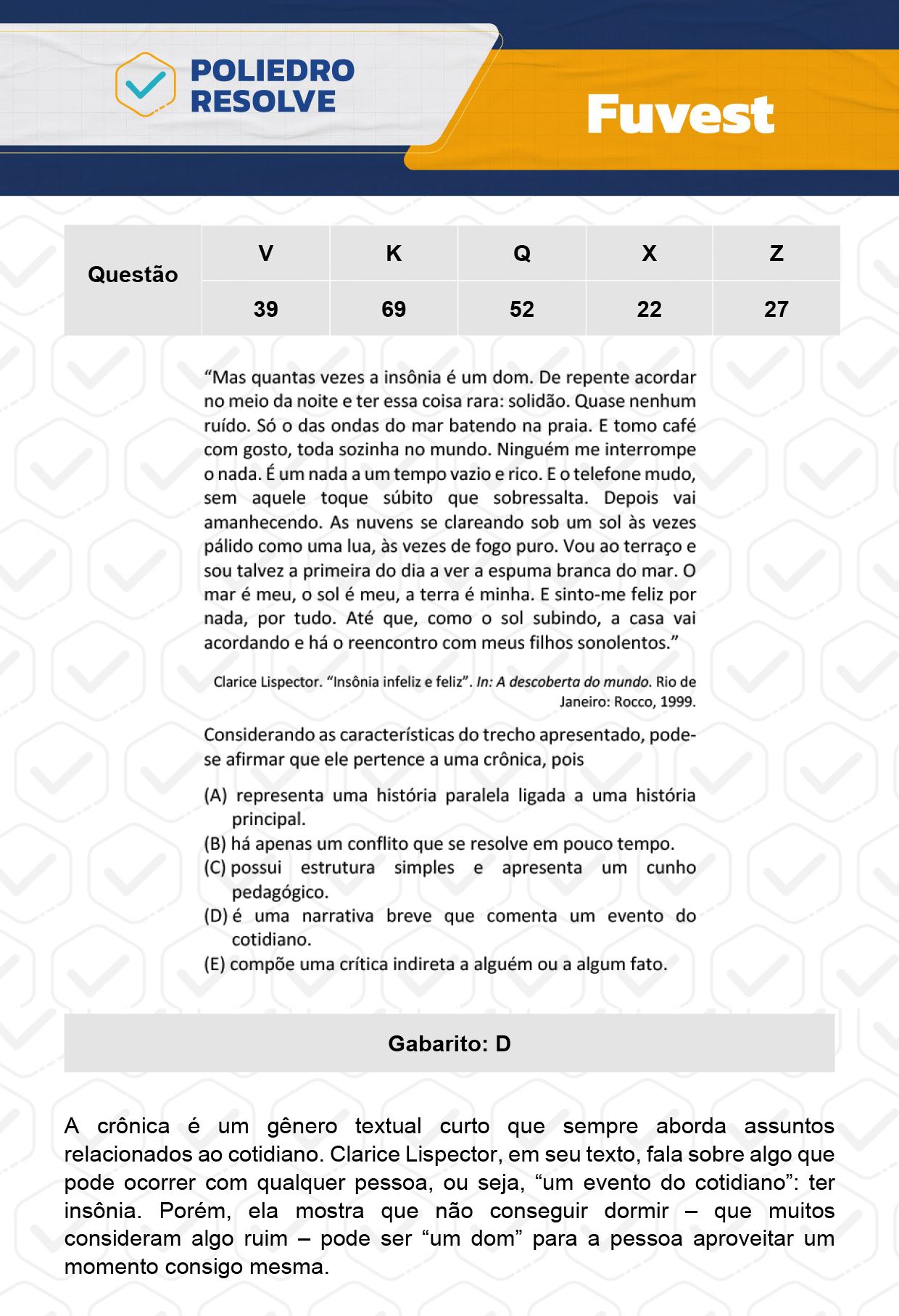 Questão 39 - 1ª Fase  - Prova V - FUVEST 2024