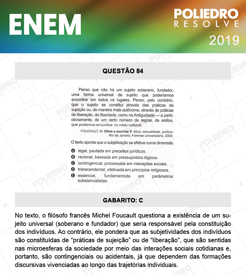 Questão 84 - 1º DIA - PROVA AMARELA - ENEM 2019