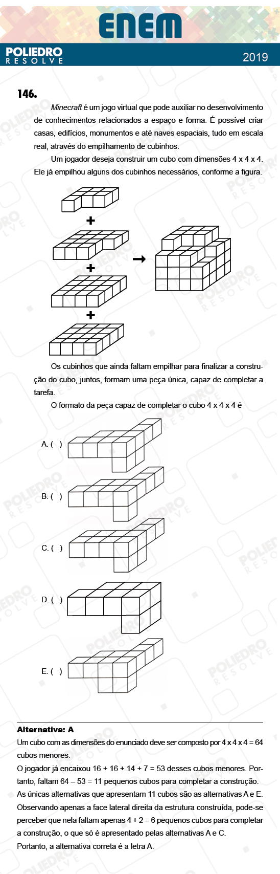 Questão 146 - 2º Dia - Prova AMARELA - ENEM 2018