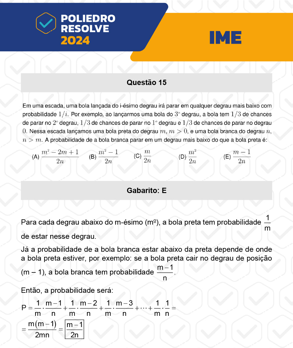 Questão 15 - 1ª Fase - IME 2024