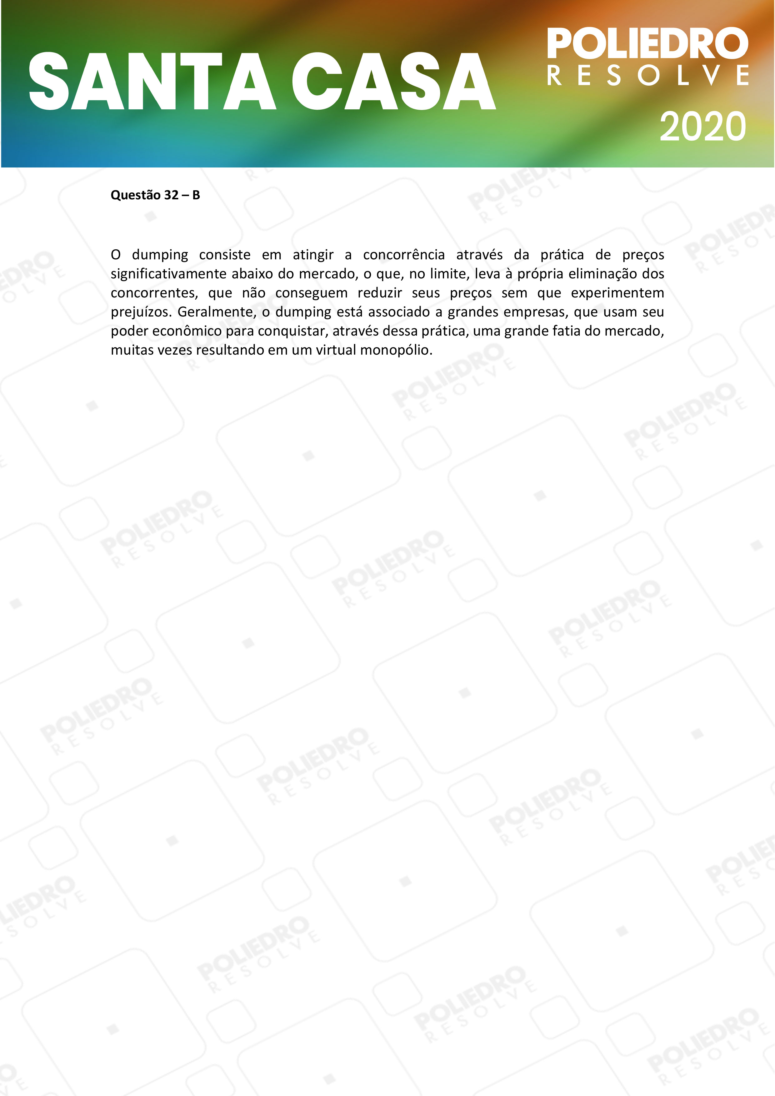 Questão 32 - 2º Dia - SANTA CASA 2020