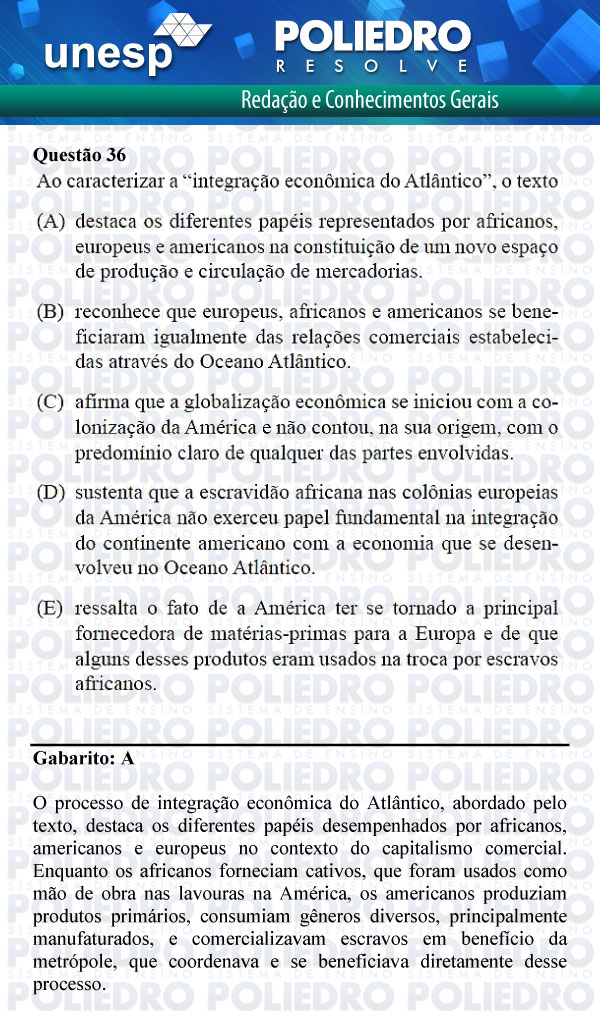 Questão 36 - 1ª Fase - UNESP 2012
