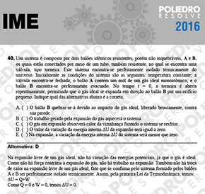 Questão 40 - Objetiva - 1ª Fase - IME 2016