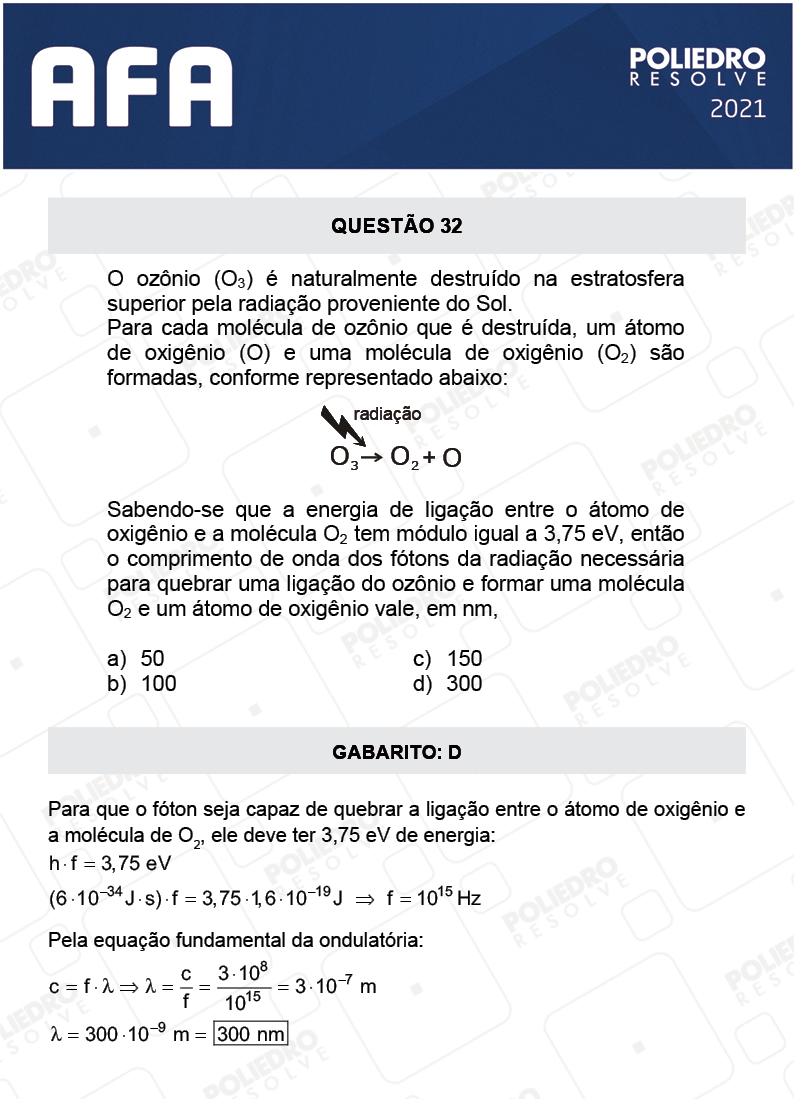 Questão 32 - Prova Modelo A - AFA 2021