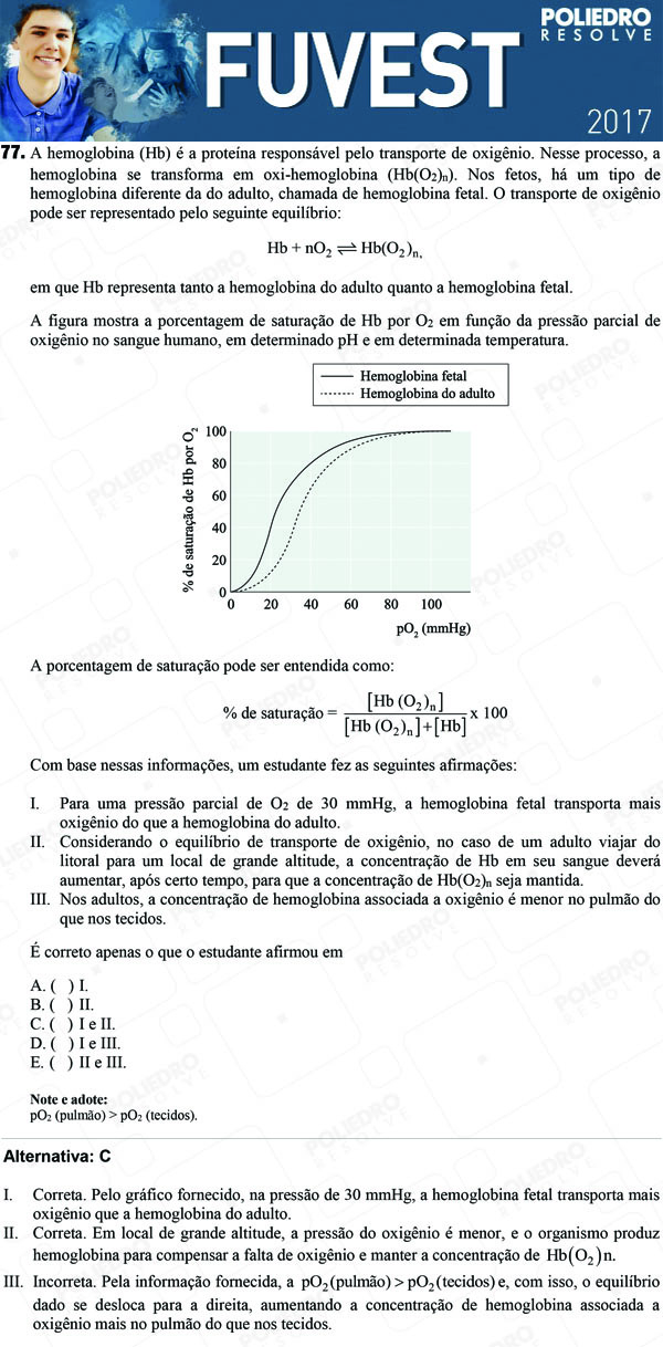 Questão 77 - 1ª Fase - FUVEST 2017