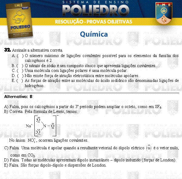 Questão 32 - Objetivas - IME 2008