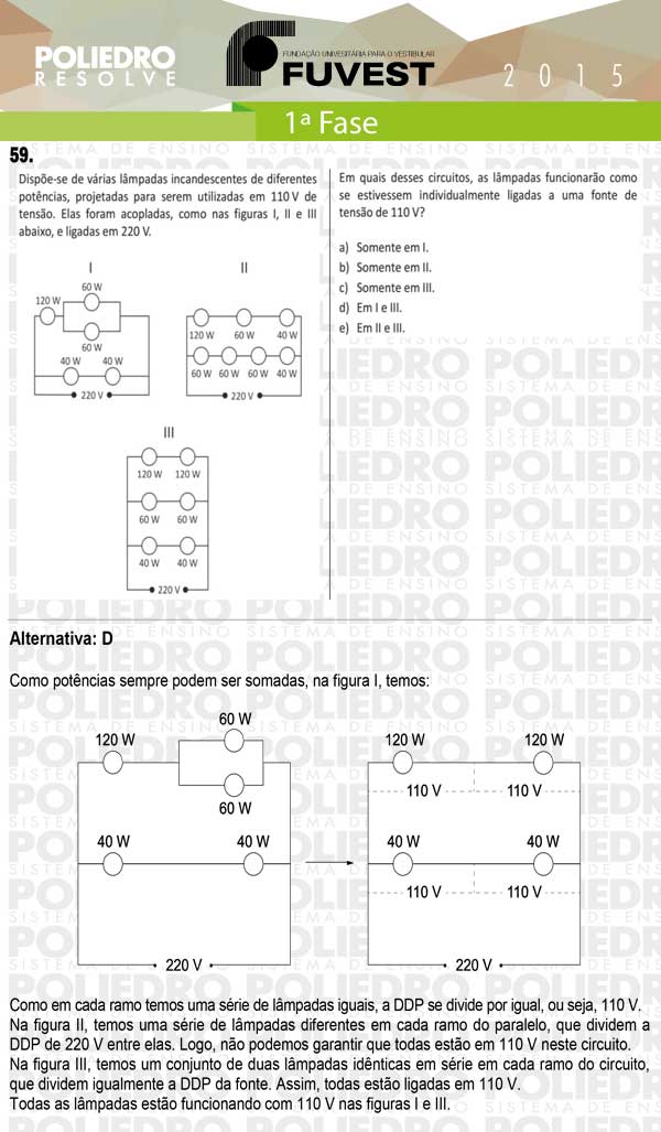 Questão 59 - 1ª Fase - FUVEST 2015