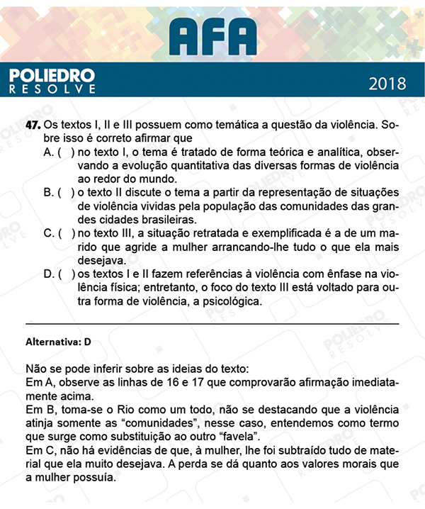 Questão 47 - Prova Modelo B - AFA 2019