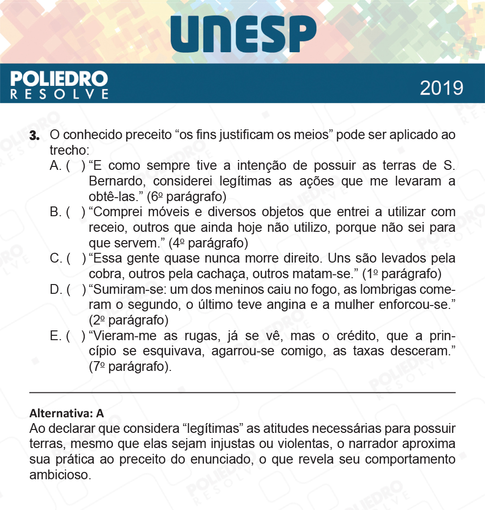 Questão 3 - 1ª Fase - UNESP 2019