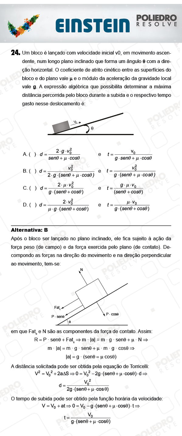 Questão 24 - 1ª FASE - EINSTEIN 2018