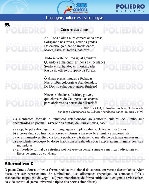 Questão 99 - Prova - ENEM 2009