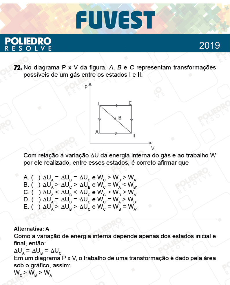 Questão 72 - 1ª Fase - Prova Z - FUVEST 2019