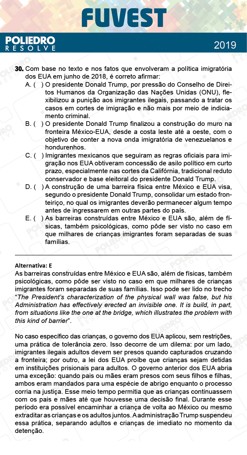 Questão 30 - 1ª Fase - Prova K - FUVEST 2019