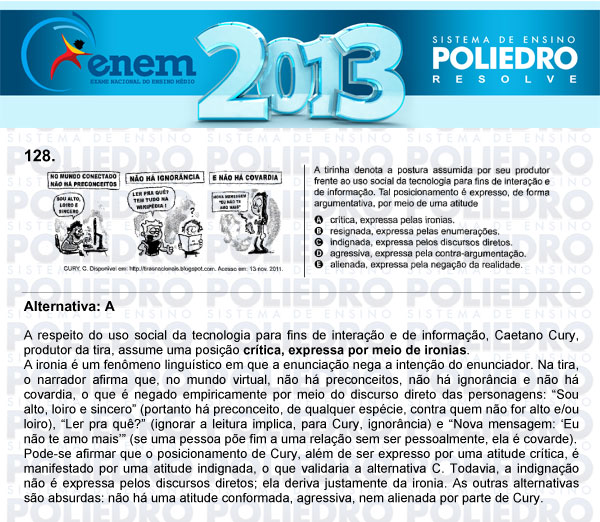 Questão 128 - Domingo (Prova Cinza) - ENEM 2013