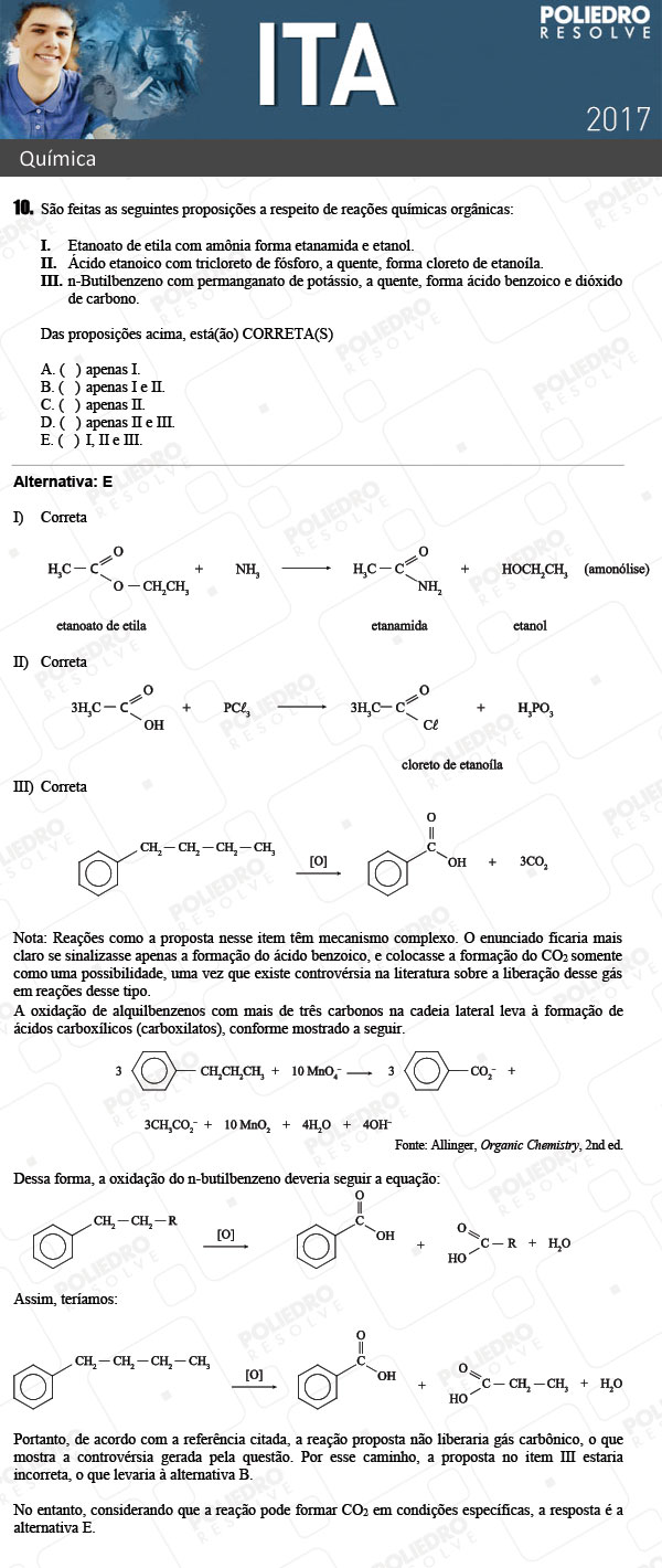 Questão 10 - Química - ITA 2017