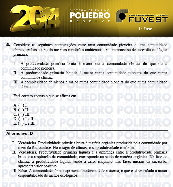 Questão 4 - 1ª Fase - FUVEST 2014