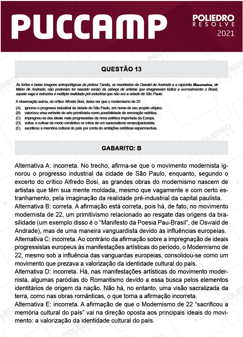 Questão 13 - Direito - PUC-Campinas 2021