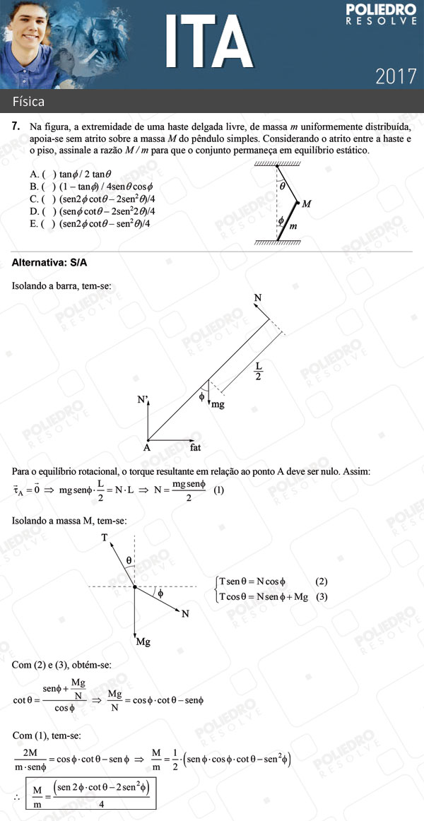 Questão 7 - Física - ITA 2017