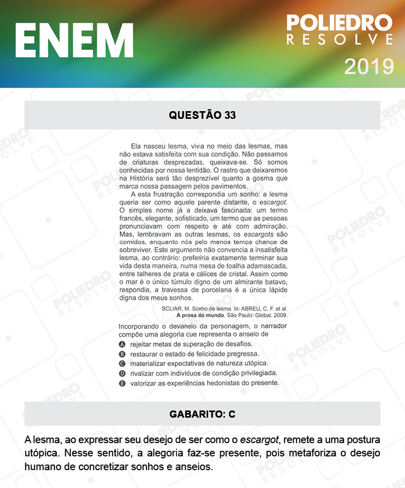 Questão 33 - 1º DIA - PROVA BRANCA - ENEM 2019