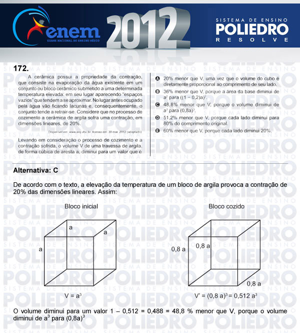 Questão 172 - Domingo (Prova rosa) - ENEM 2012