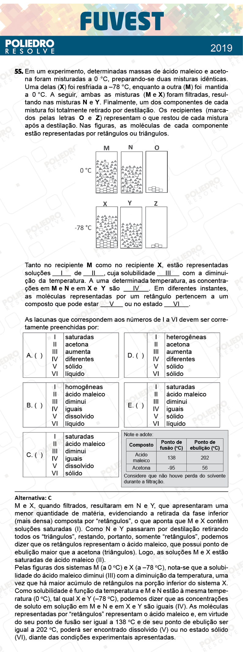 Questão 55 - 1ª Fase - Prova Z - FUVEST 2019