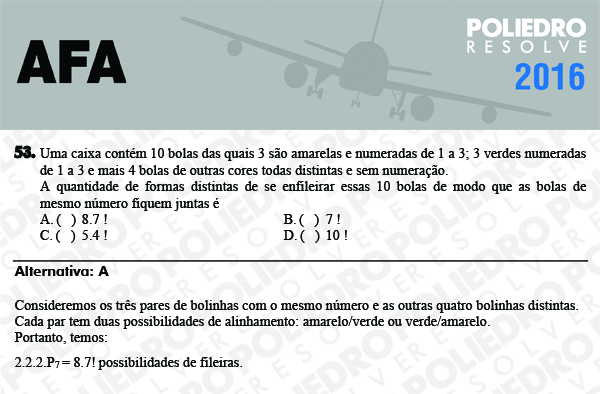 Questão 53 - Prova Modelo C - AFA 2016