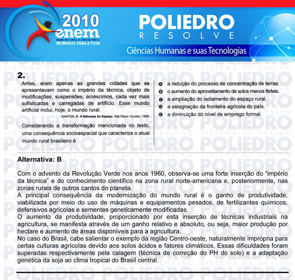 Questão 2 - Sábado (Prova azul) - ENEM 2010