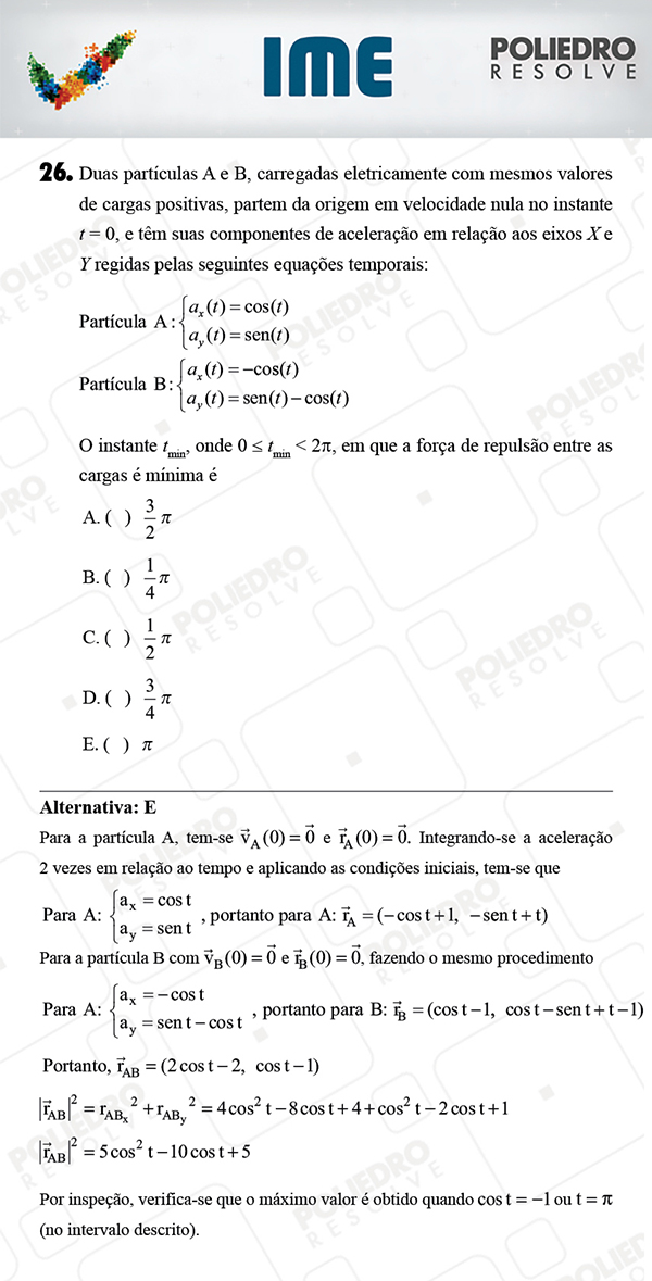 Questão 26 - 1ª Fase - IME 2018