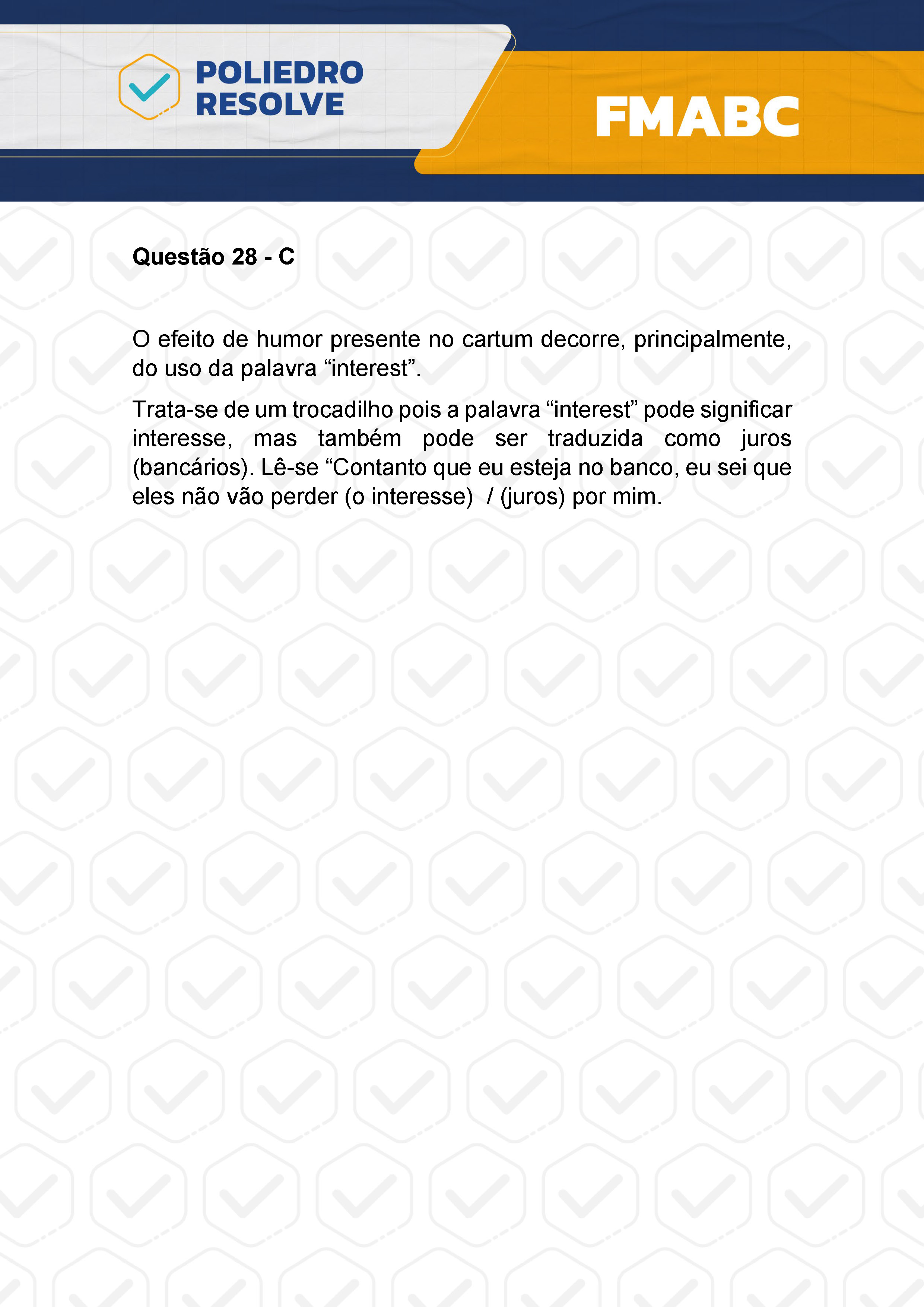 Questão 28 - Fase única - FMABC 2024