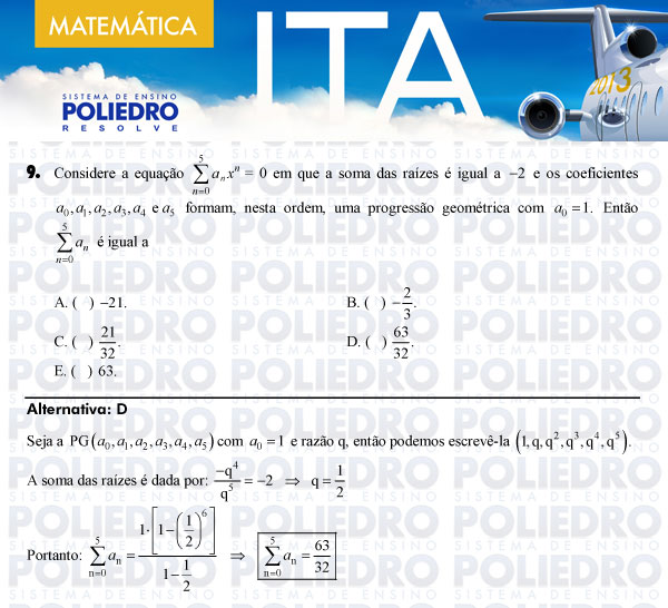 Questão 9 - Matemática - ITA 2013