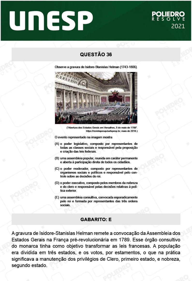 Questão 36 - 1ª Fase - 2º Dia - UNESP 2021