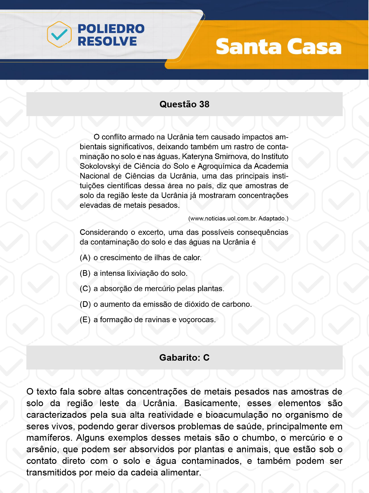 Questão 38 - 1º Dia - SANTA CASA 2024