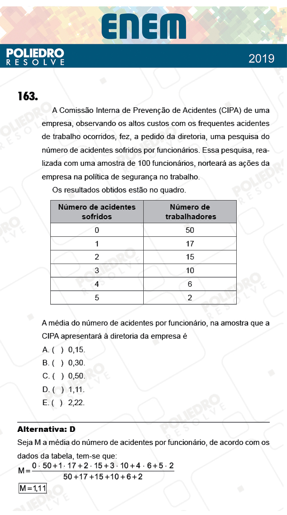 Questão 163 - 2º Dia - Prova CINZA - ENEM 2018