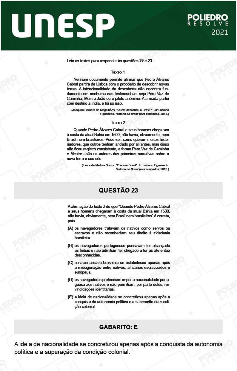 Questão 23 - 2ª Fase - UNESP 2021