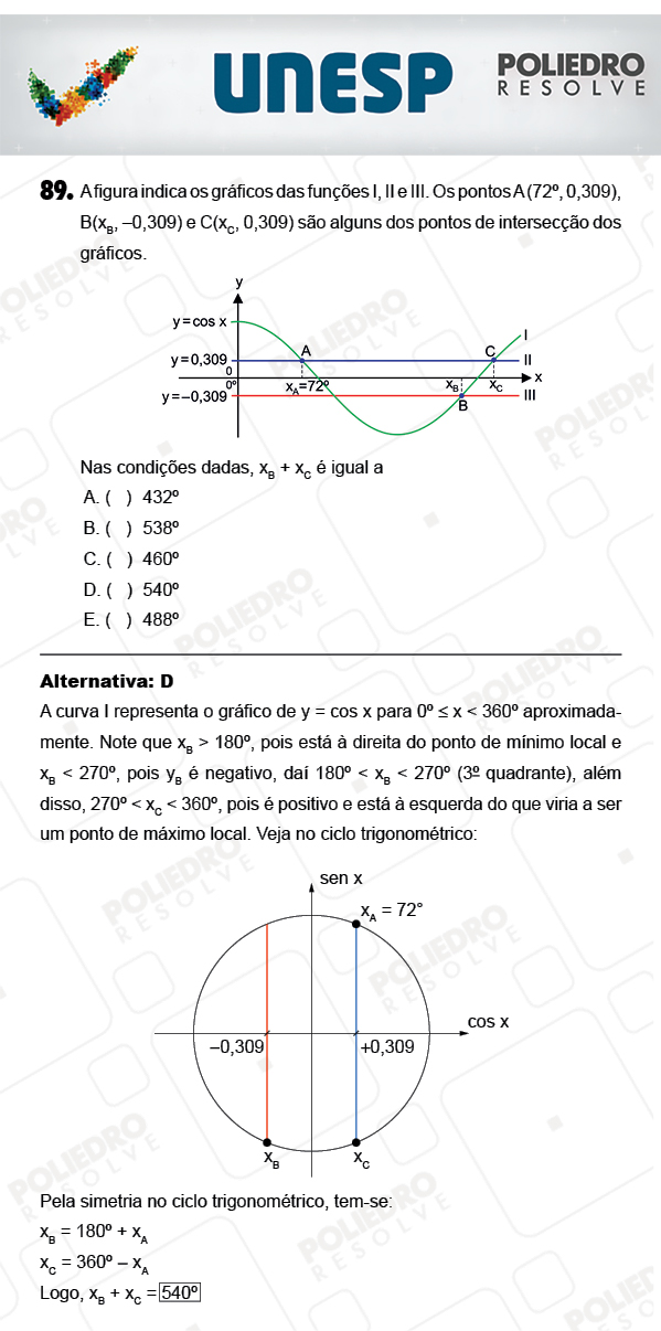 Questão 89 - 1ª Fase - PROVA 4 - UNESP 2018