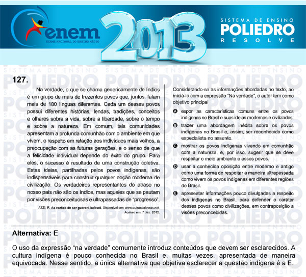 Questão 127 - Domingo (Prova Cinza) - ENEM 2013