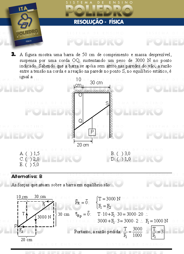 Questão 3 - Física - ITA 2008