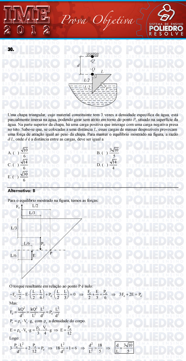 Questão 30 - Objetiva - IME 2012