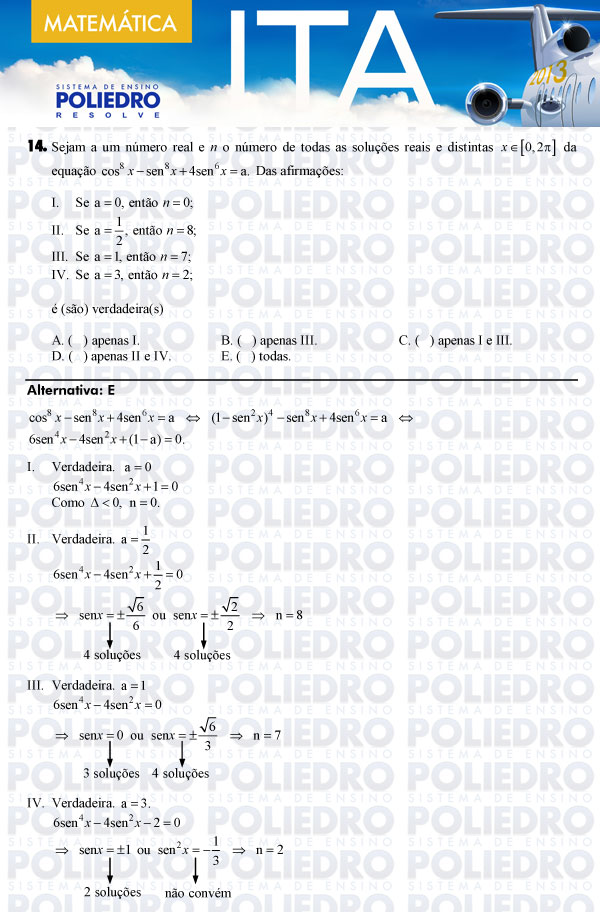 Questão 14 - Matemática - ITA 2013