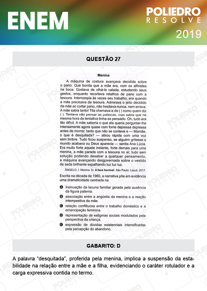 Questão 27 - 1º DIA - PROVA BRANCA - ENEM 2019