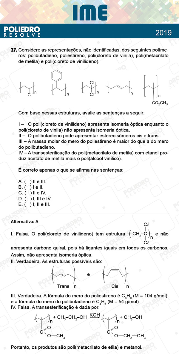 Questão 37 - 1ª Fase - IME 2019