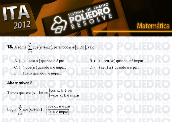 Questão 18 - Matemática - ITA 2012